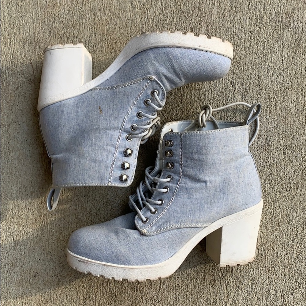 Light Denim Platform Boots